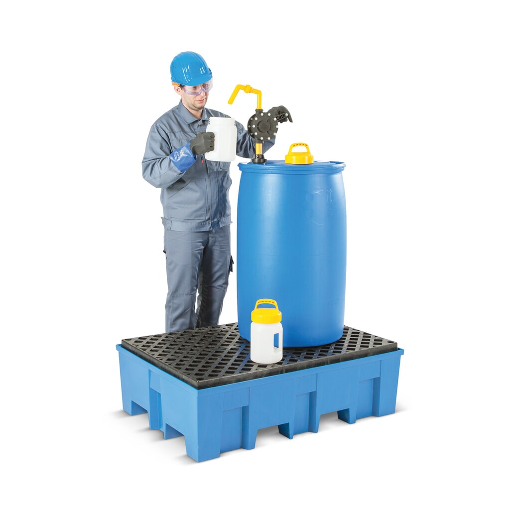 asecos® vasca di raccolta in PE con tasche di inforcamento, 4x 200 l, AxLxP 300 x 1.235 x 1.235 mm, griglia in PE Immagine del prodotto: asecos® vasca di raccolta in PE con tasche di inforcamento, 4x 200 l, AxLxP 300 x 1.235 x 1.235 mm, griglia in PE