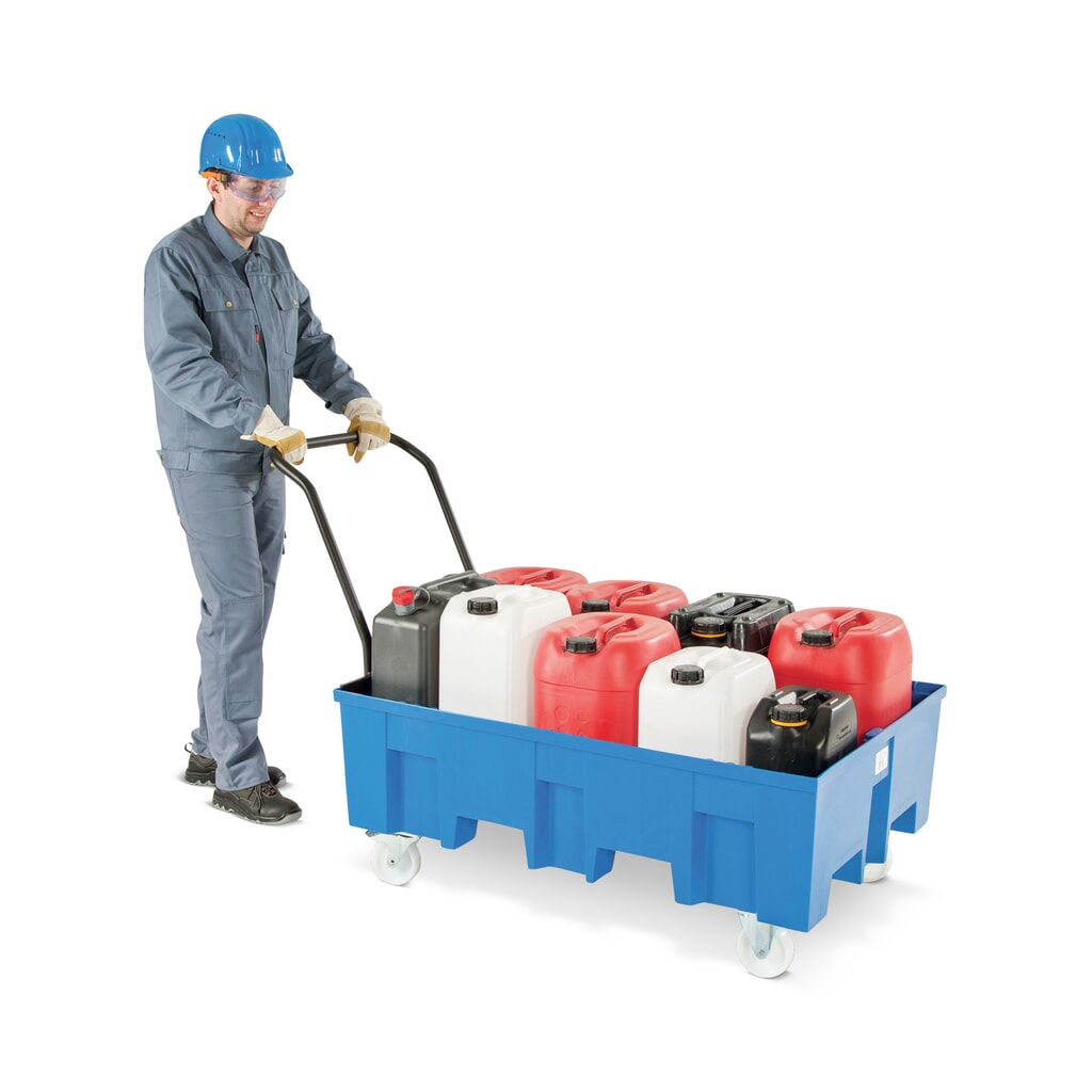 asecos® vasca di raccolta in PE, mobile, 1x 200 l, AxLxP 1.030 x 865 x 1.245 mm, senza griglia Immagine del prodotto: asecos® vasca di raccolta in PE, mobile, 1x 200 l, AxLxP 1.030 x 865 x 1.245 mm, senza griglia