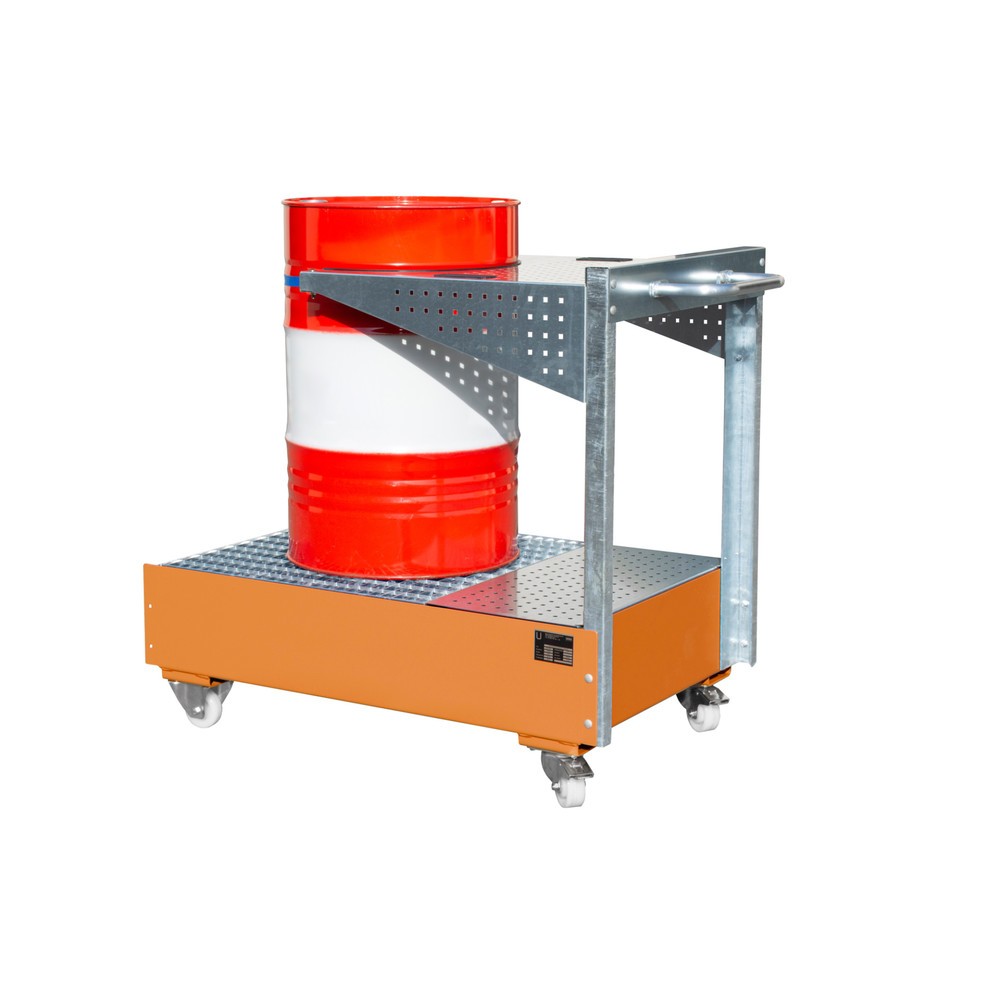 Immagine del prodotto n. 2: Vasca di raccolta mobile LPW, incl. console per piastre forate e cinghia di fissaggio, giallo-arancio