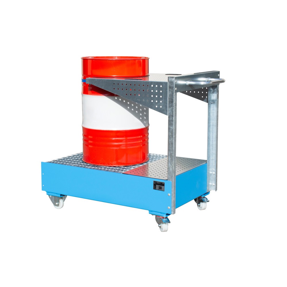 Immagine del prodotto n. 2: Vasca di raccolta mobile LPW, incl. console per piastre forate e cinghia di fissaggio, celeste