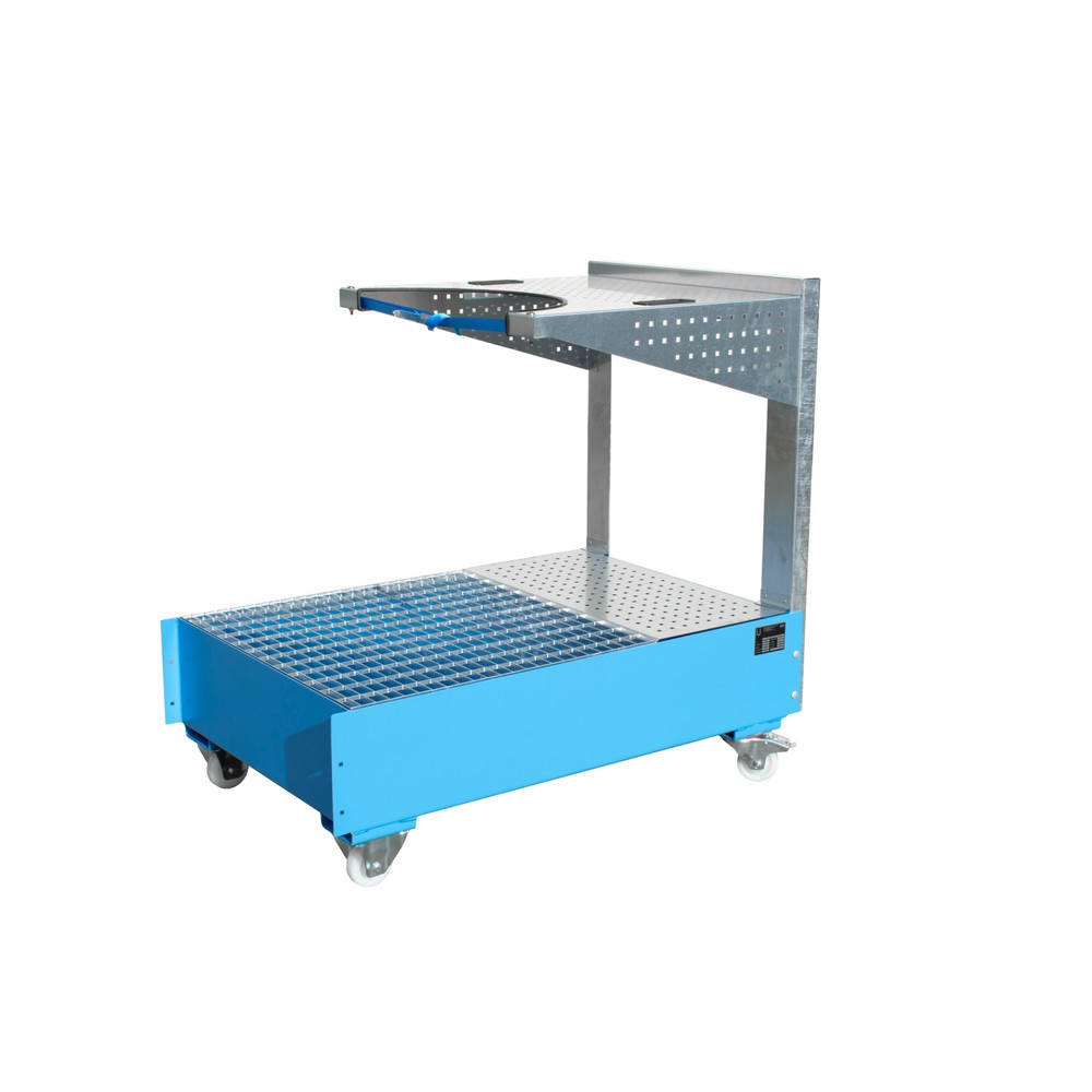 Immagine del prodotto n. 3: Vasca di raccolta mobile LPW, incl. console per piastre forate e cinghia di fissaggio, celeste