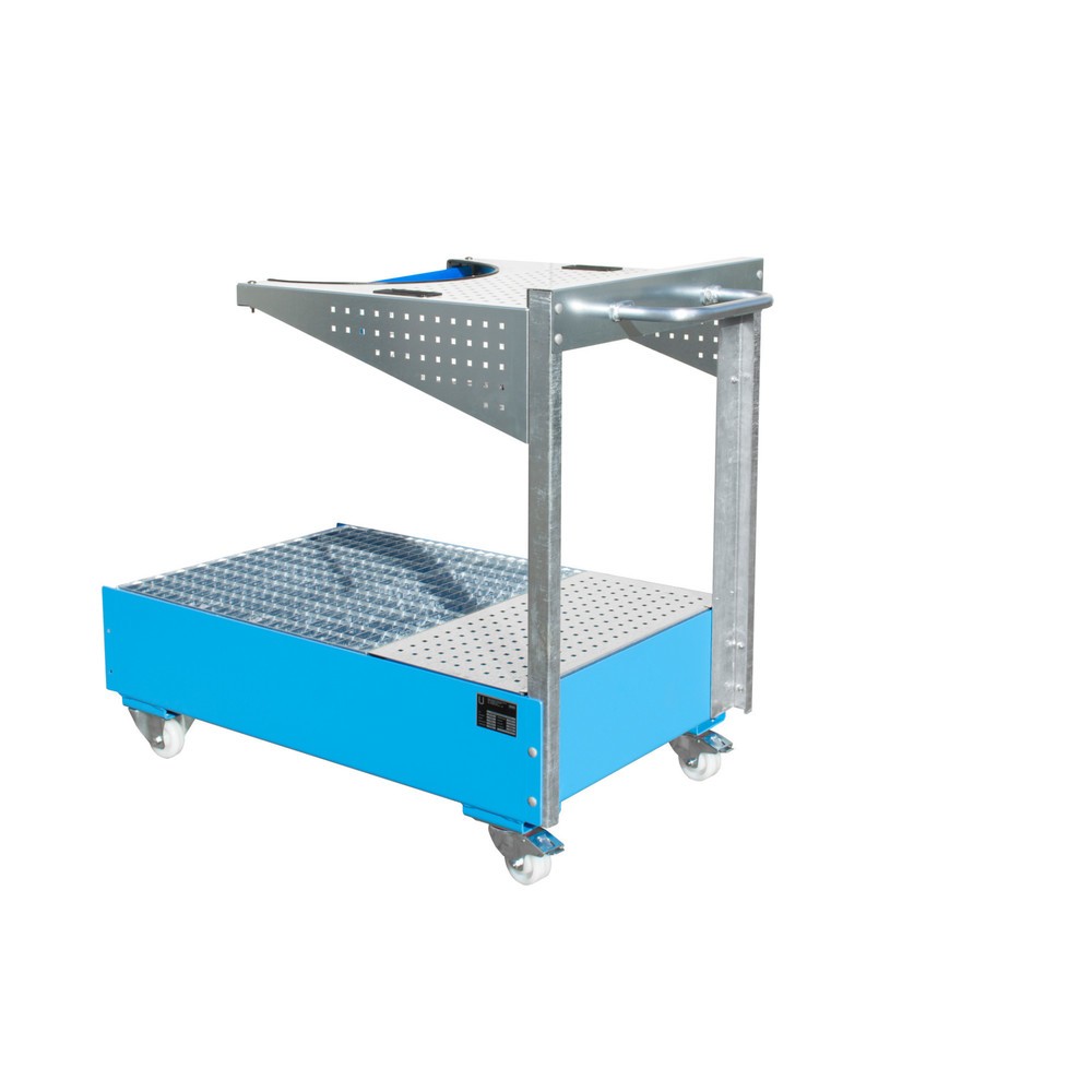 Immagine del prodotto n. 1: Vasca di raccolta mobile LPW, incl. console per piastre forate e cinghia di fissaggio, celeste