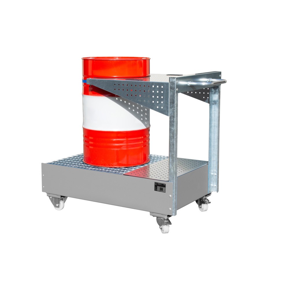 Immagine del prodotto n. 2: Vasca di raccolta mobile LPW, incl. console per piastre forate e cinghia di fissaggio, grigio topo