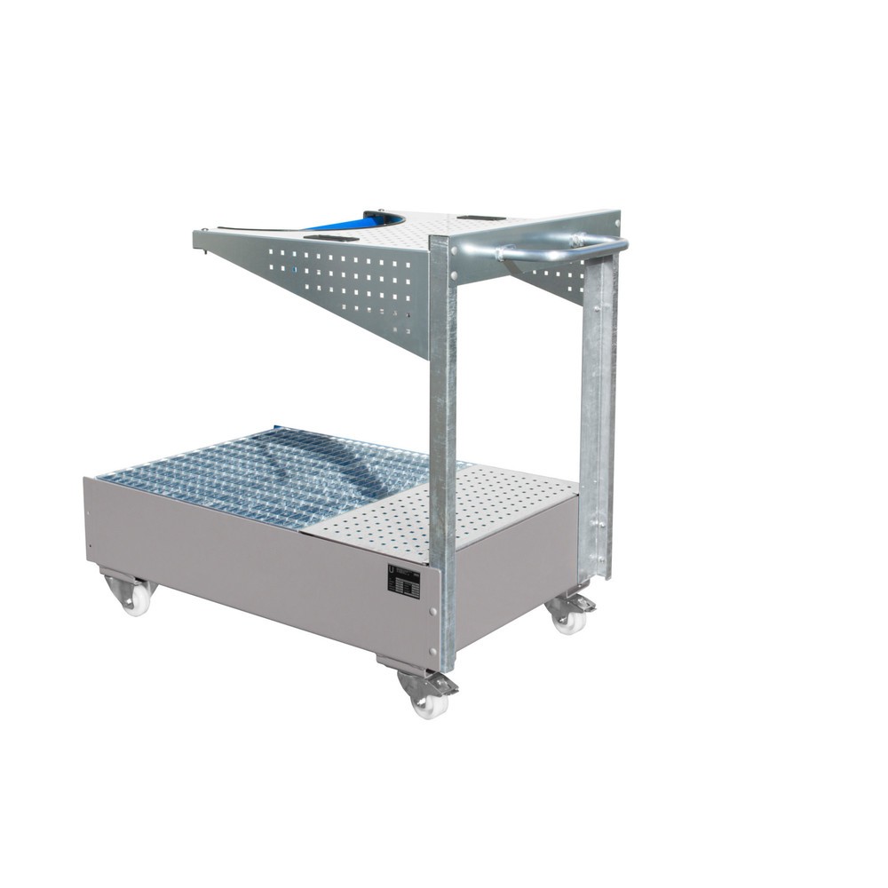 Immagine del prodotto: Vasca di raccolta mobile LPW, incl. console per piastre forate e cinghia di fissaggio, grigio topo