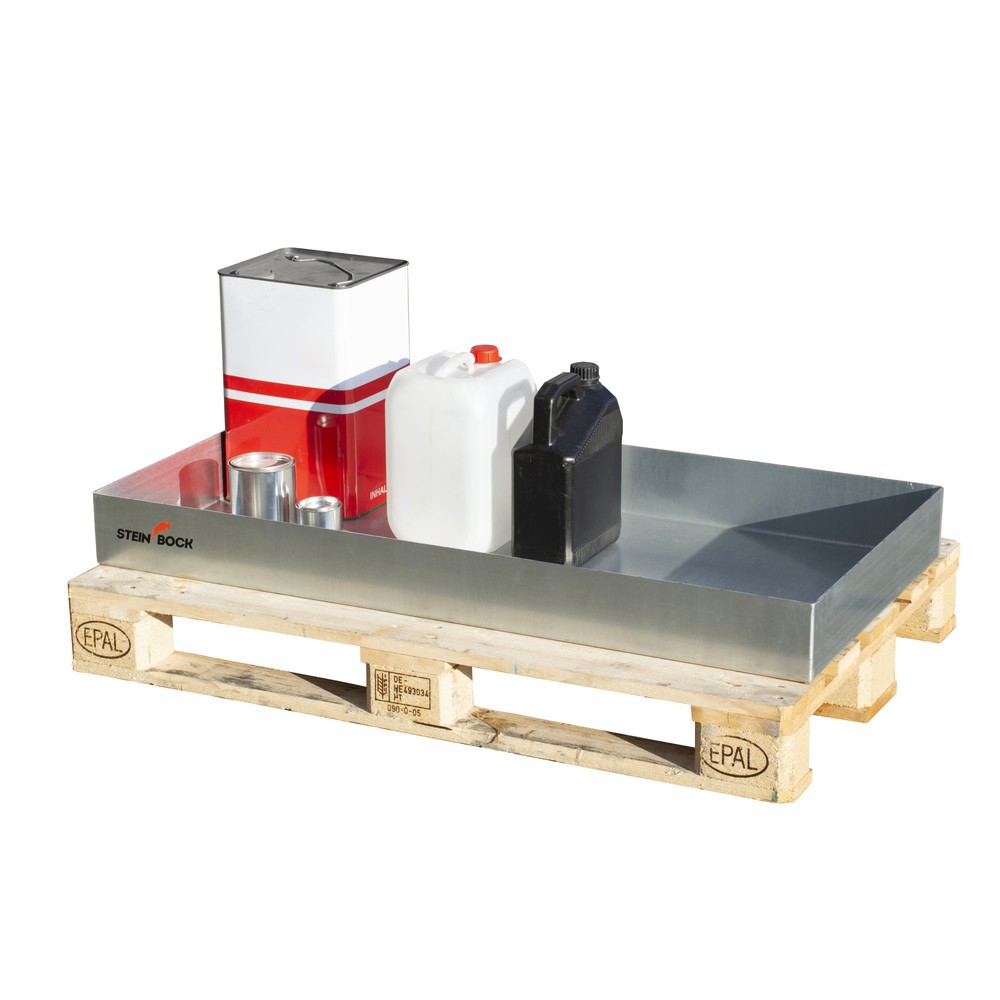 Immagine del prodotto n. 2: Vasca di raccolta per piccoli contenitori, in acciaio, per pallet, AxLxP 100 x 800 x 1.200 mm