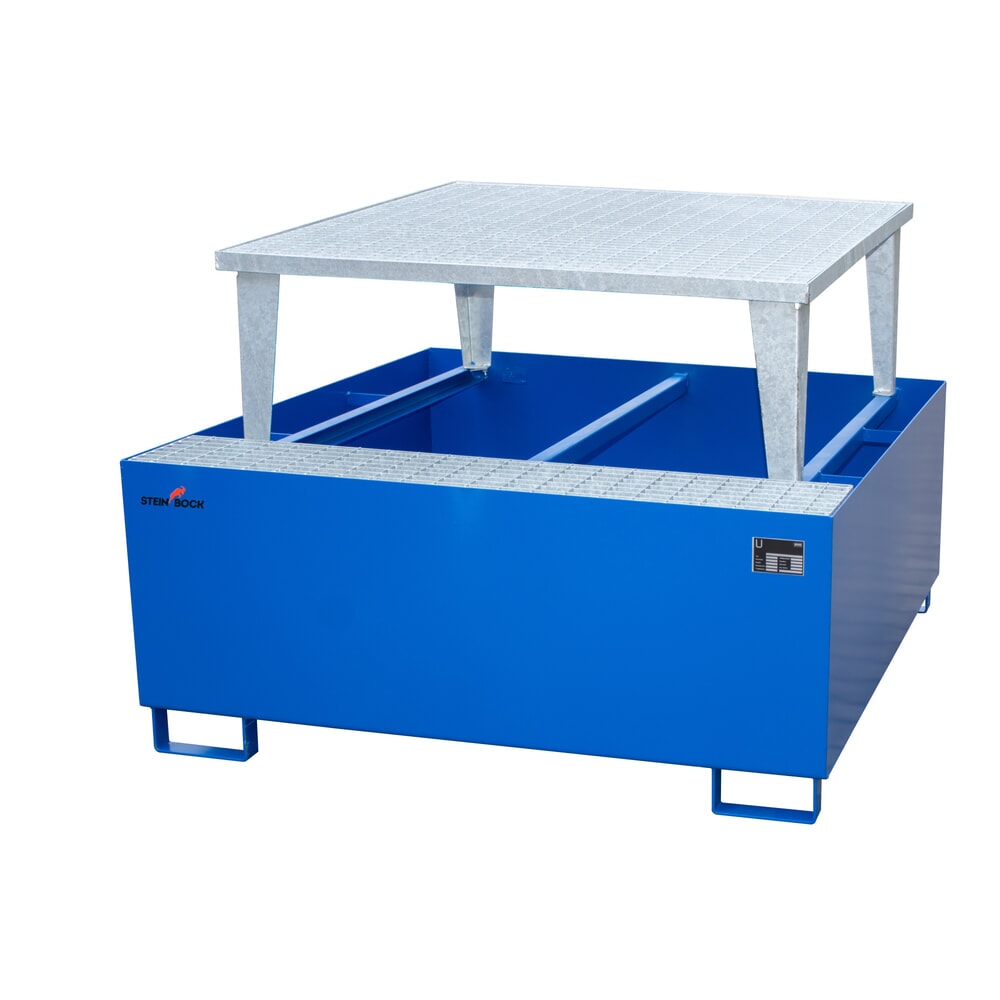 Immagine del prodotto n. 1: Vasca di raccolta Steinbock® in acciaio per 1x KTC/IBC, incl. supporto di riempimento, blu