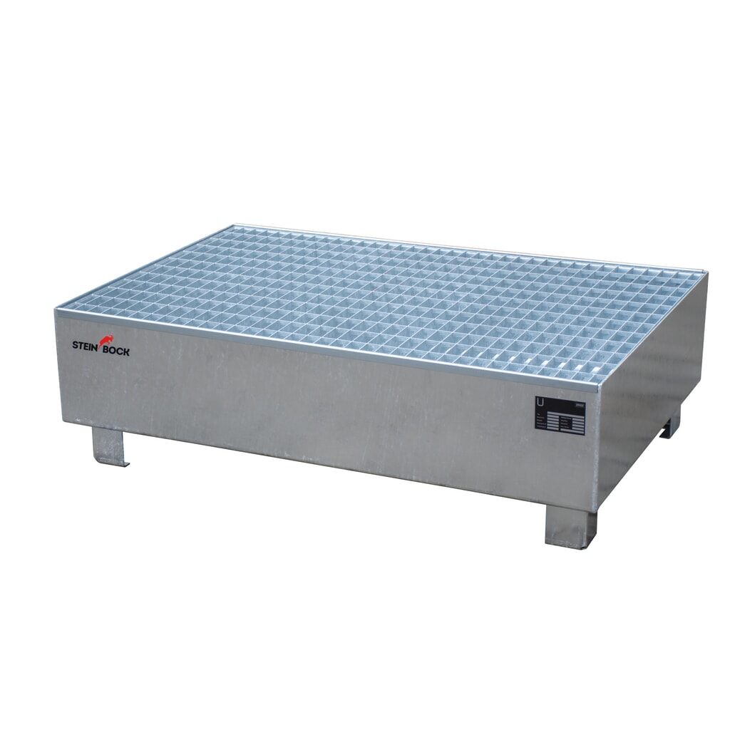 Steinbock® vasca di raccolta, 2x 200 l, AxLxP 360 x 1.200 x 800 mm, incl. griglia, zincata a caldo Immagine del prodotto: Steinbock® vasca di raccolta, 2x 200 l, AxLxP 360 x 1.200 x 800 mm, incl. griglia, zincata a caldo