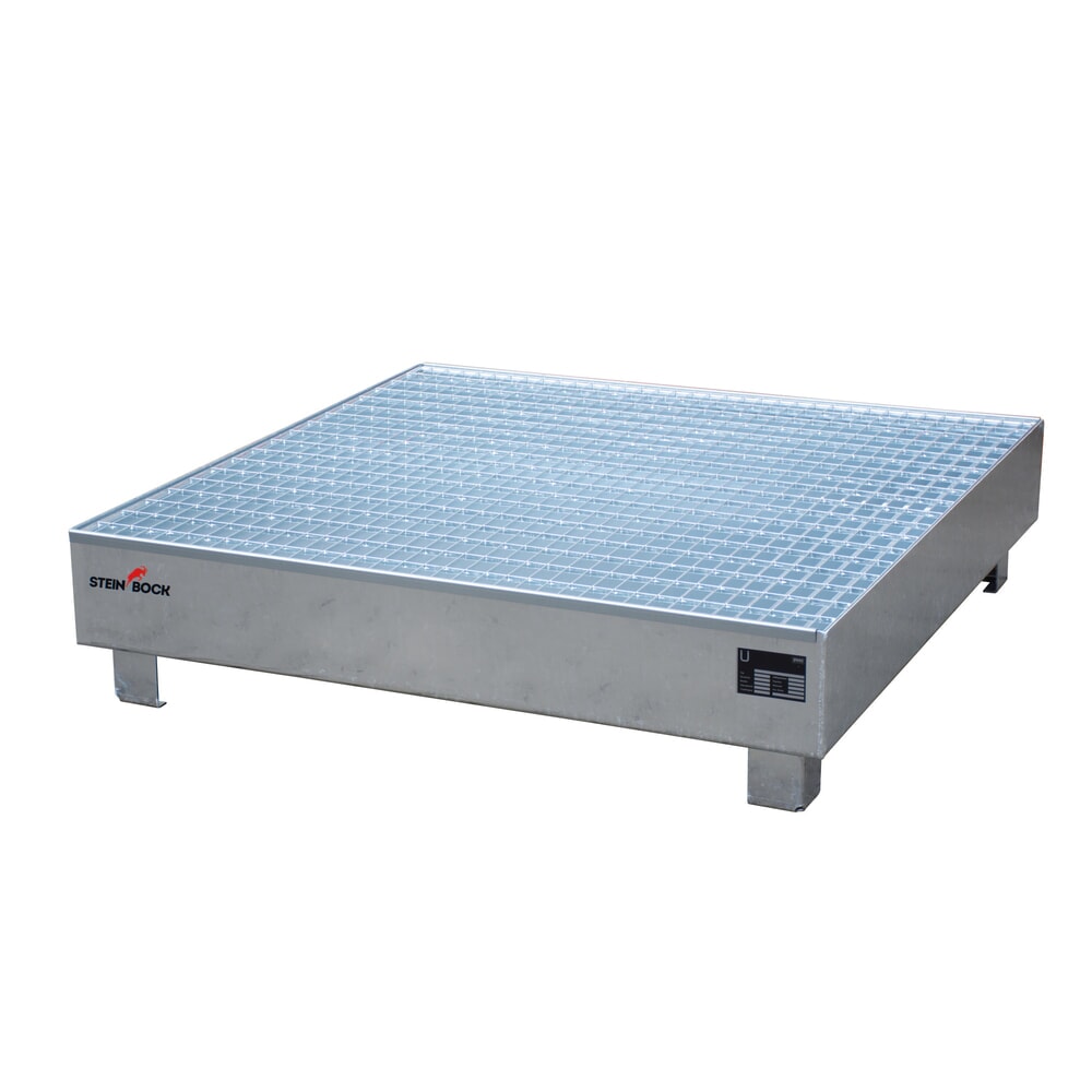 Immagine del prodotto: Vasca di raccolta Steinbock®, 4x 200 l, Alt x Largh x Prof 285 x 1.200 x 1.200 mm, incl. griglia, zincata a caldo