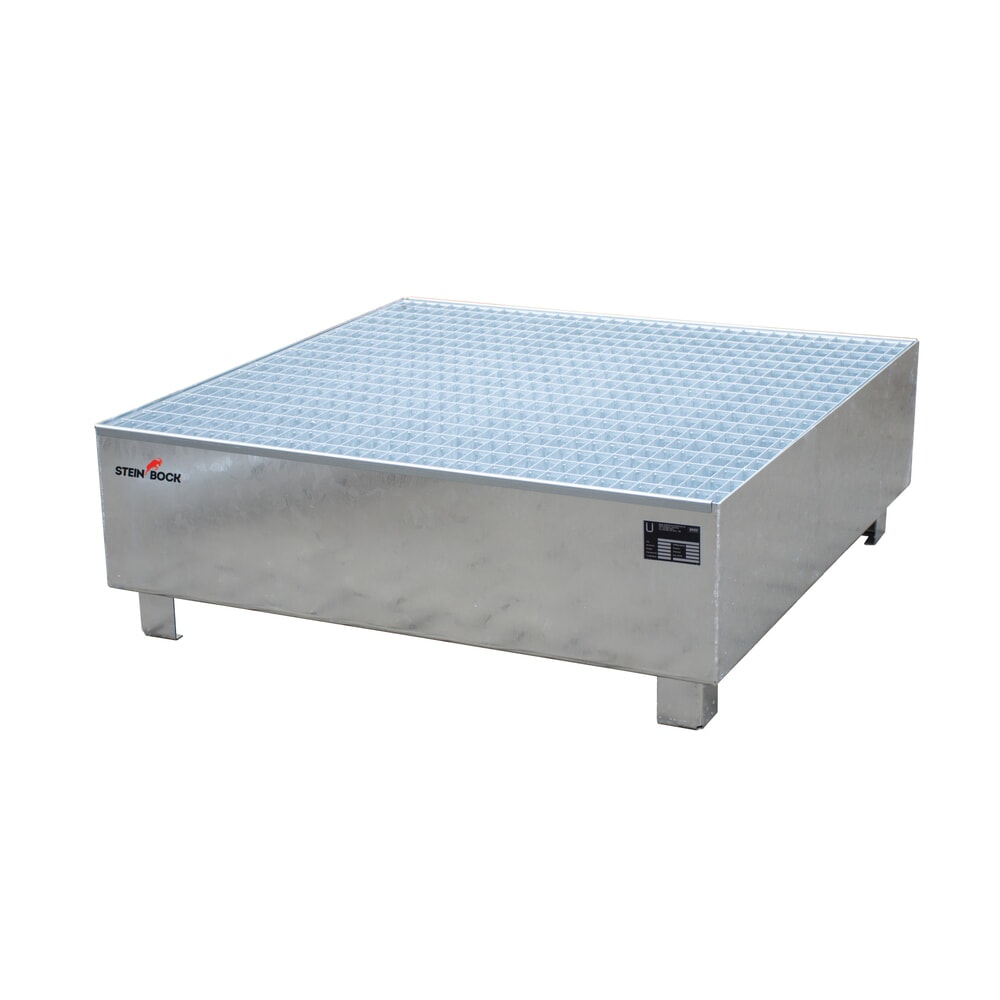 Immagine del prodotto: Vasca di raccolta Steinbock®, 4x 200 l, Alt x Largh x Prof 410 x 1.200 x 1.200 mm, incl. griglia, zincata a caldo