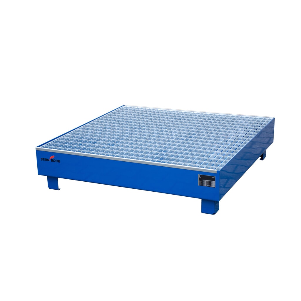 Steinbock® vasca di raccolta, 4x 200 l, AxLxP 285 x 1.200 x 1.200 mm, incl. griglia, blu Immagine del prodotto: Steinbock® vasca di raccolta, 4x 200 l, AxLxP 285 x 1.200 x 1.200 mm, incl. griglia, blu