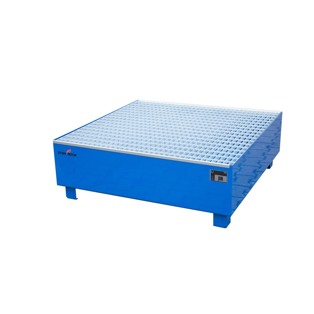 Steinbock® vasca di raccolta, 4x 200 l, AxLxP 410 x 1.200 x 1.200 mm, incl. griglia, blu Immagine del prodotto: Steinbock® vasca di raccolta, 4x 200 l, AxLxP 410 x 1.200 x 1.200 mm, incl. griglia, blu