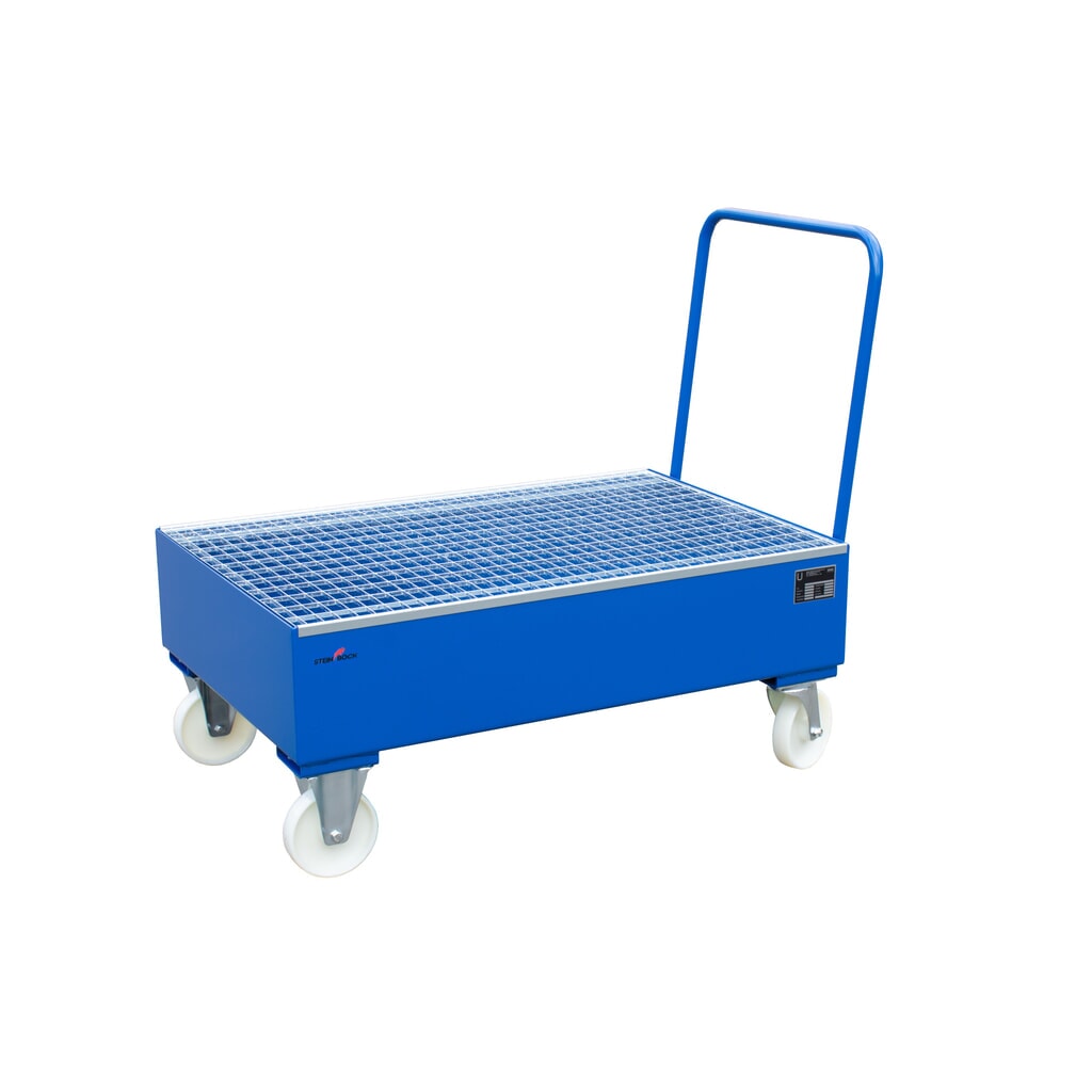 Steinbock® vasca di raccolta in acciaio per fusti da 200 litri, mobile, blu Immagine del prodotto: Steinbock® vasca di raccolta in acciaio per fusti da 200 litri, mobile, blu