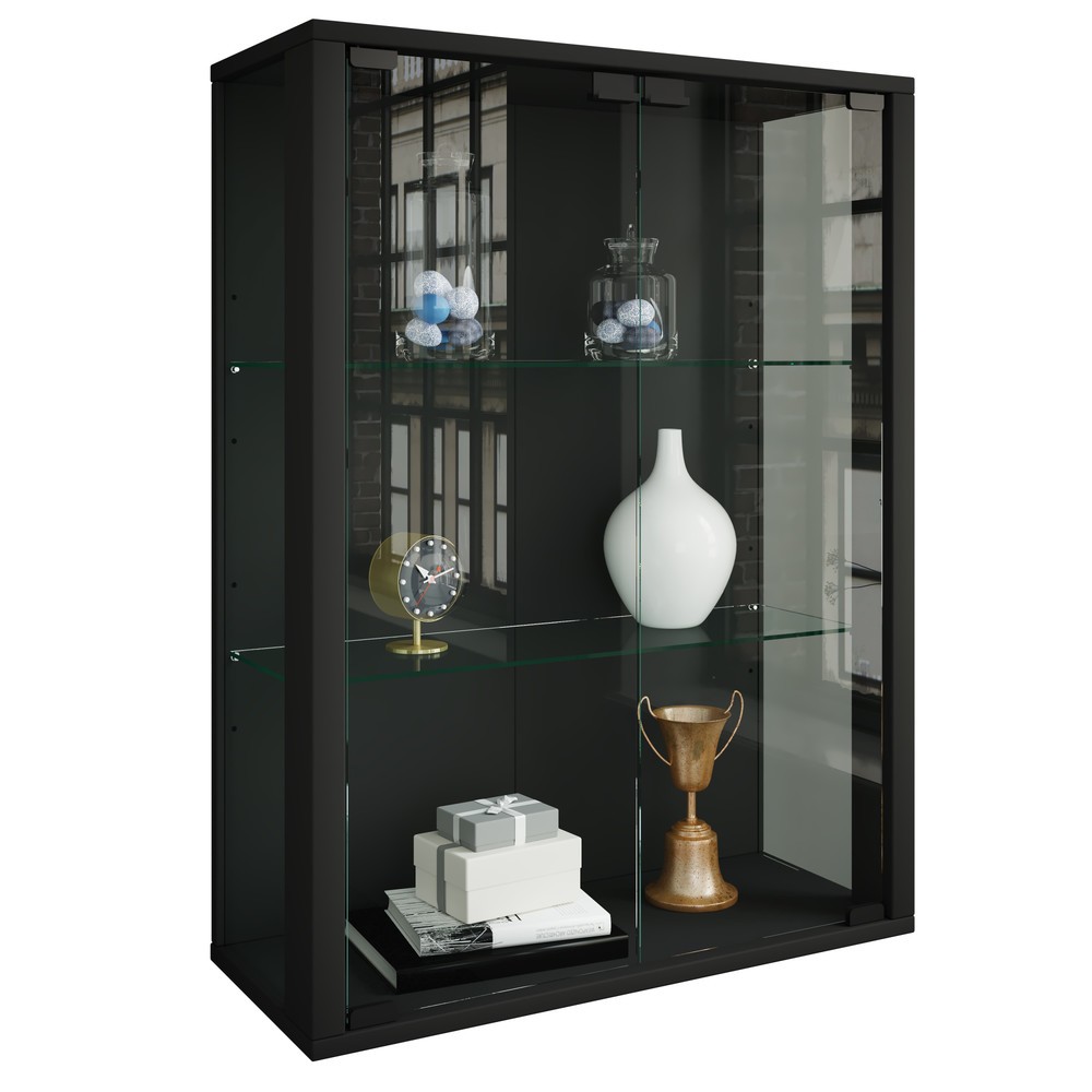 Immagine del prodotto n. 1: Vetrina da parete Udina, con illuminazione a LED, nero