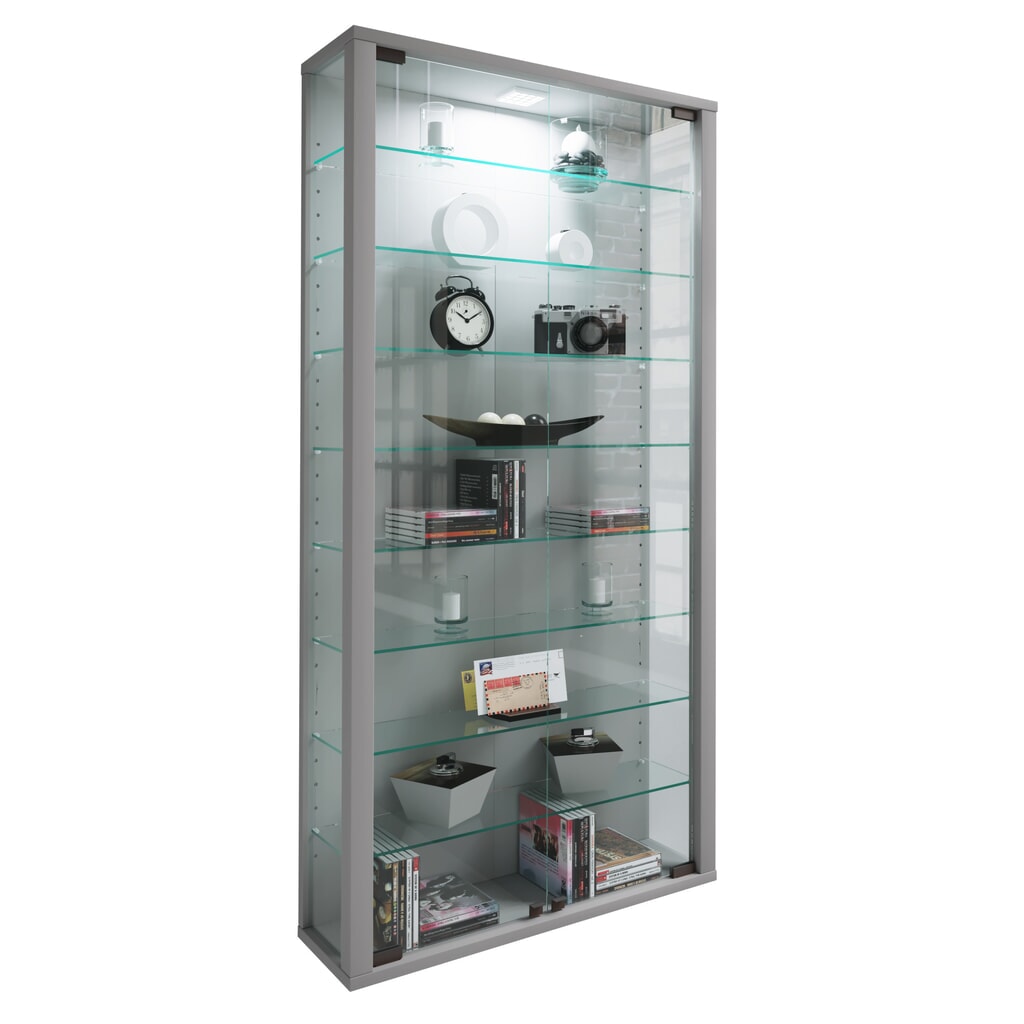 Vetrina a parete VCM Vitrosa Maxi, incl. Illuminazione LED, argento Immagine del prodotto n. 1: Vetrina a parete VCM Vitrosa Maxi, incl. Illuminazione LED, argento
