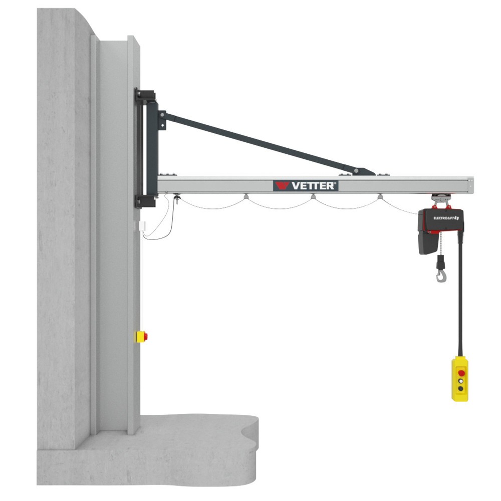 VETTER Gru orientabile UNILIFT incl. paranco elettrico a catena LIFTKET, versione da parete