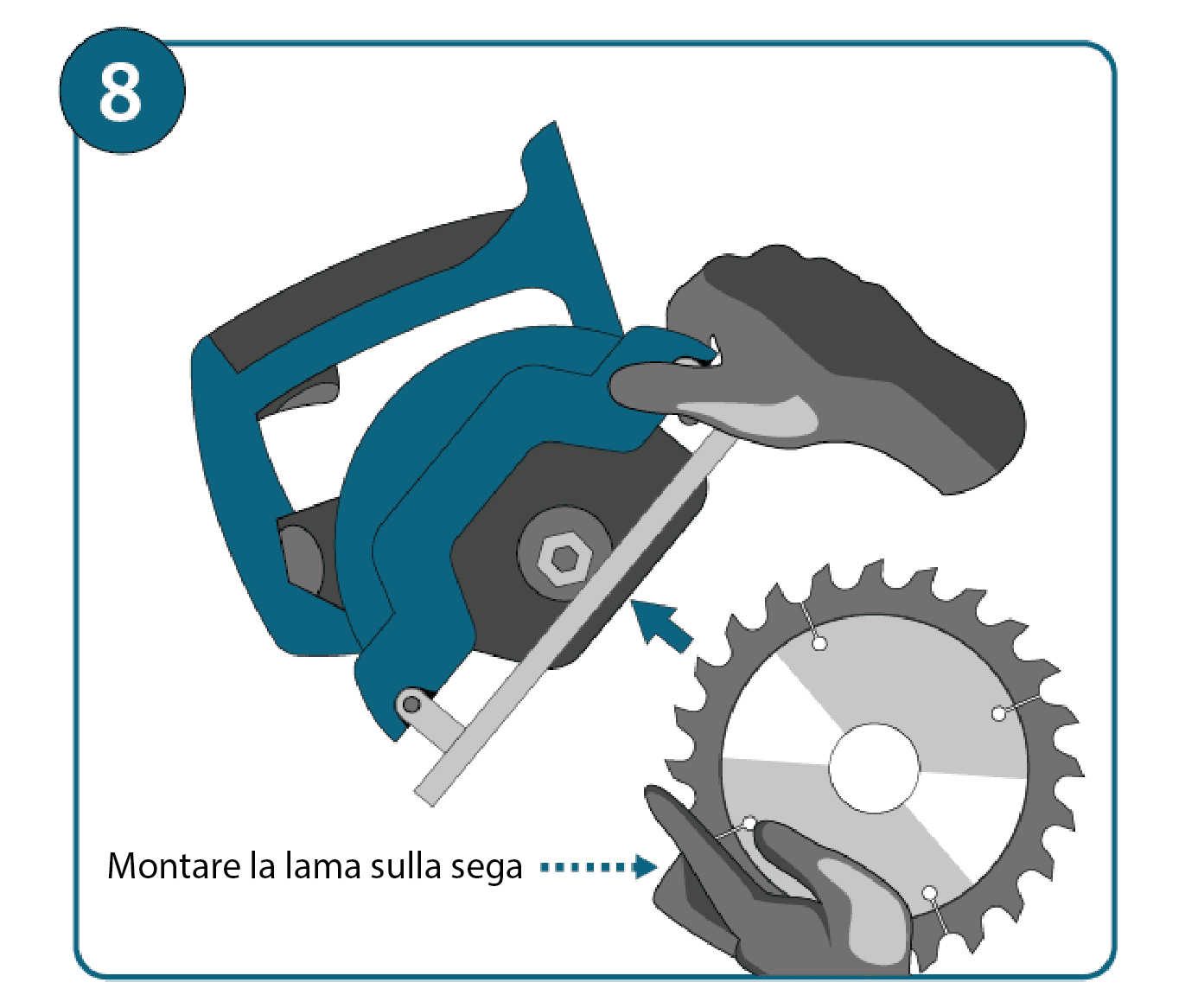 Montaggio della lama circolare sulla sega