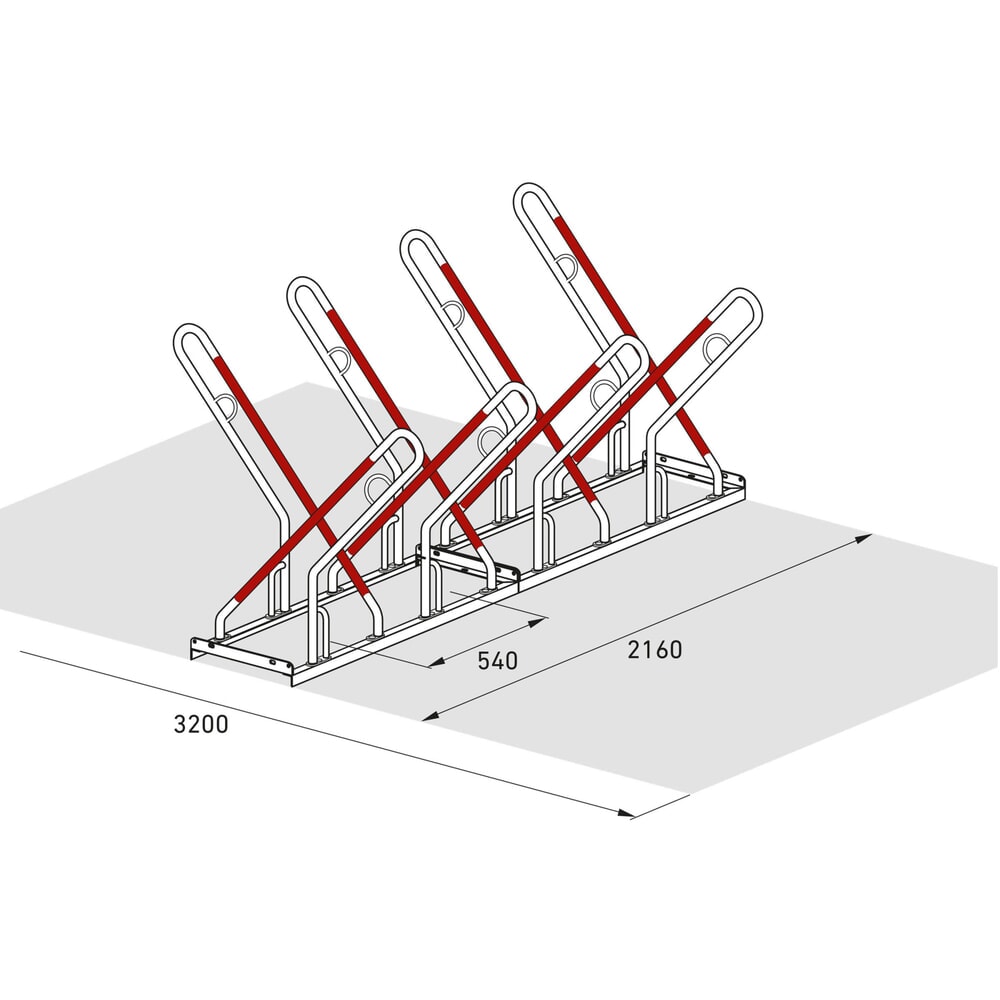 Immagine del prodotto n. 8: Rastrelliera per biciclette wsm® 0500 XBF, da tassellare, zincato a caldo, caricamento da due lati, 8 posti, interasse 540 mm