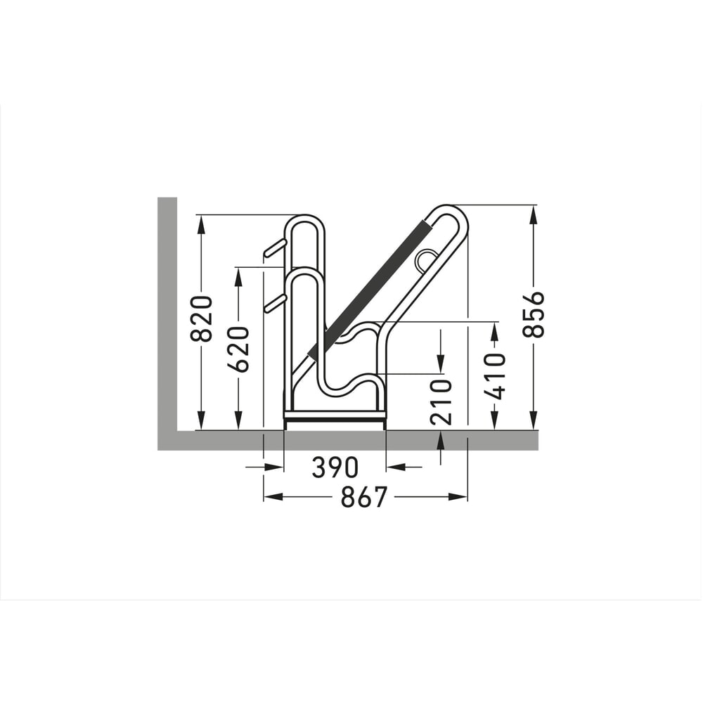 Immagine del prodotto n. 5: Rastrelliera per biciclette wsm® 4700 XBF, autoportante, zincato a caldo, caricamento da un lato, 2 posti, interasse 500 mm