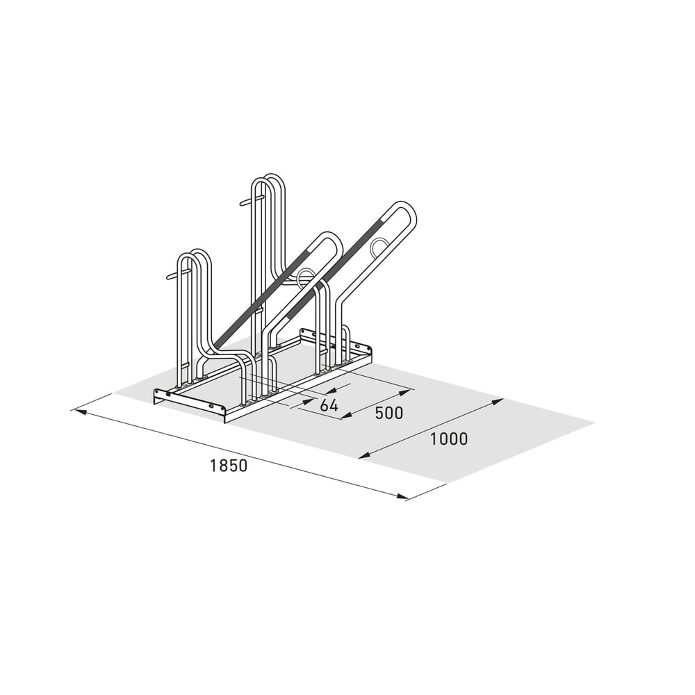 Immagine del prodotto n. 6: Rastrelliera per biciclette wsm® 4700 XBF, autoportante, zincato a caldo, caricamento da un lato, 2 posti, interasse 500 mm