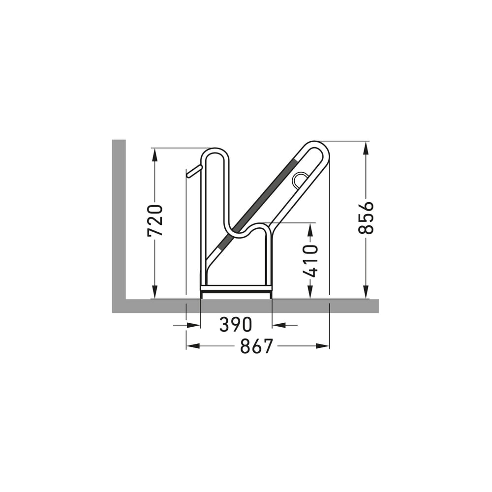 Immagine del prodotto n. 7: Rastrelliera per biciclette wsm® 4801 XXBF, caricamento da 1 lato, 1 posto, regolazione dell'altezza