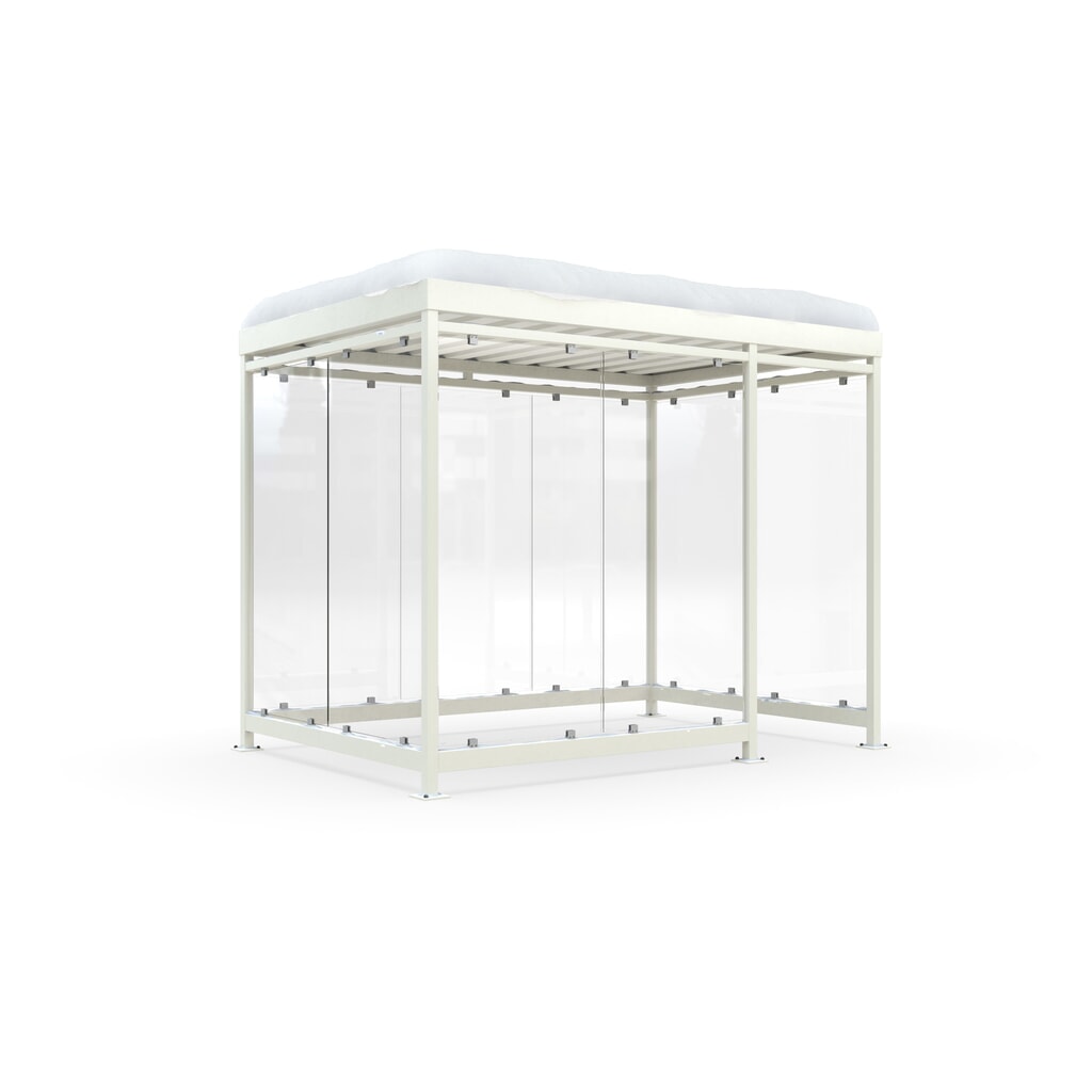 Pensile per fumatori wsm® KÖLN ALPINE, completamente assemblato, carico neve max. 4,15 kN/m², 9 elementi, senza pavimentazione, bianco grigiastro Immagine del prodotto: Pensile per fumatori wsm® KÖLN ALPINE, completamente assemblato, carico neve max. 4,15 kN/m², 9 elementi, senza pavimentazione, bianco grigiastro