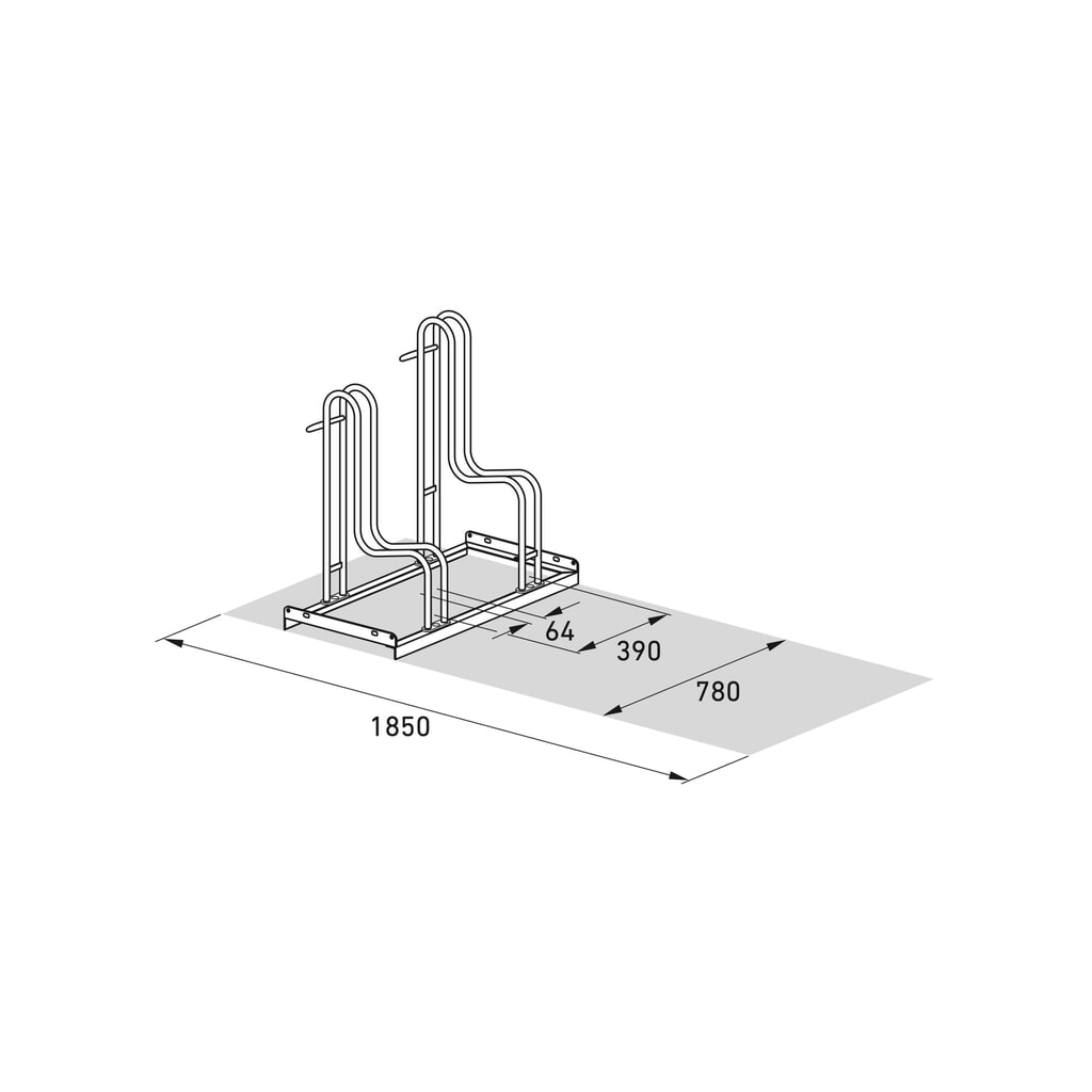 Immagine del prodotto n. 7: Portabiciclette wsm® 4000 BR, 1 lato, zincato a caldo, interasse 390 mm, 2 posti