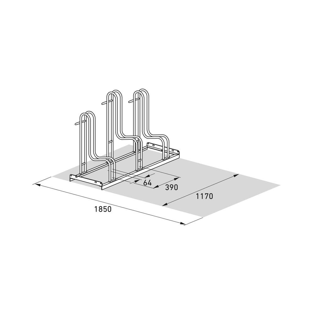Immagine del prodotto n. 7: Portabiciclette wsm® 4000 BR, 1 lato, zincato a caldo, interasse 390 mm, 3 posti