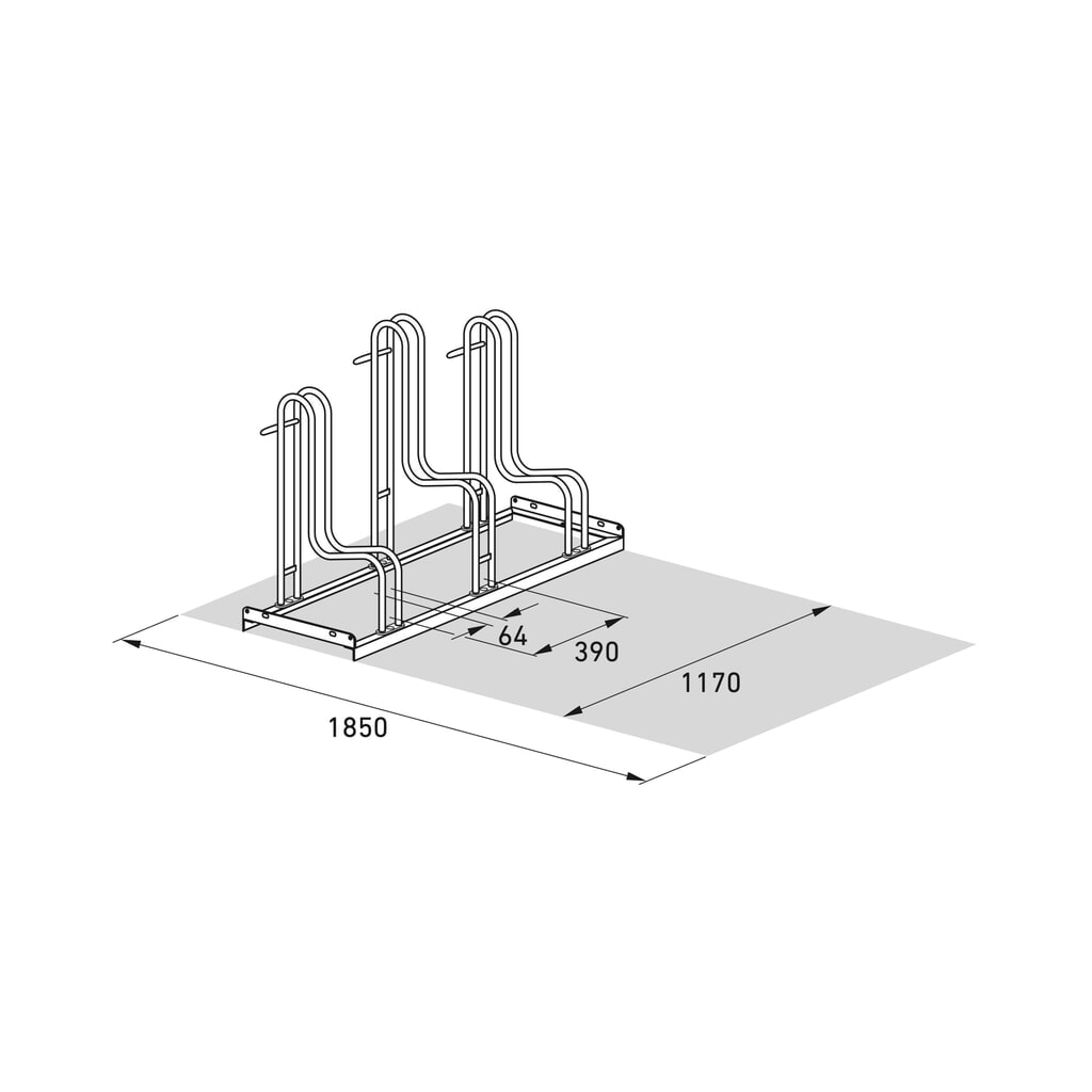 Immagine del prodotto n. 7: Portabiciclette wsm® 4000 BR, 1 lato, zincato a caldo, interasse 390 mm, 3 posti