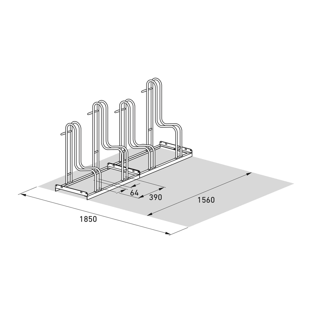 Immagine del prodotto n. 7: Portabiciclette wsm® 4000 BR, 1 lato, zincato a caldo, interasse 390 mm, 4 posti