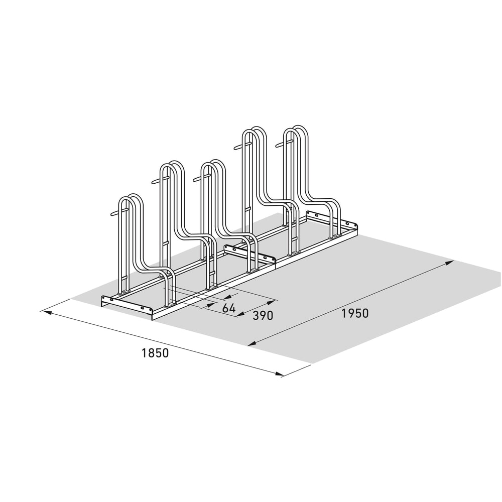 Immagine del prodotto n. 7: Portabiciclette wsm® 4000 BR, 1 lato, zincato a caldo, interasse 390 mm, 5 posti