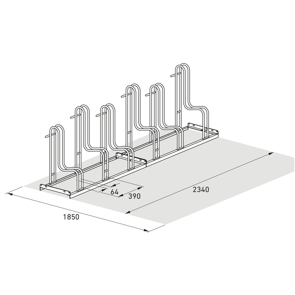 Immagine del prodotto n. 7: Portabiciclette wsm® 4000 BR, 1 lato, zincato a caldo, interasse 390 mm, 6 posti