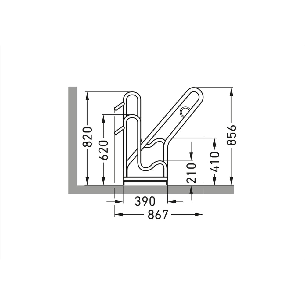 Immagine del prodotto n. 7: Rastrelliera per biciclette wsm® 4500 XBF, con staffa di appoggio, zincato a caldo, caricamento da un lato, 2 posti, interasse 500 mm