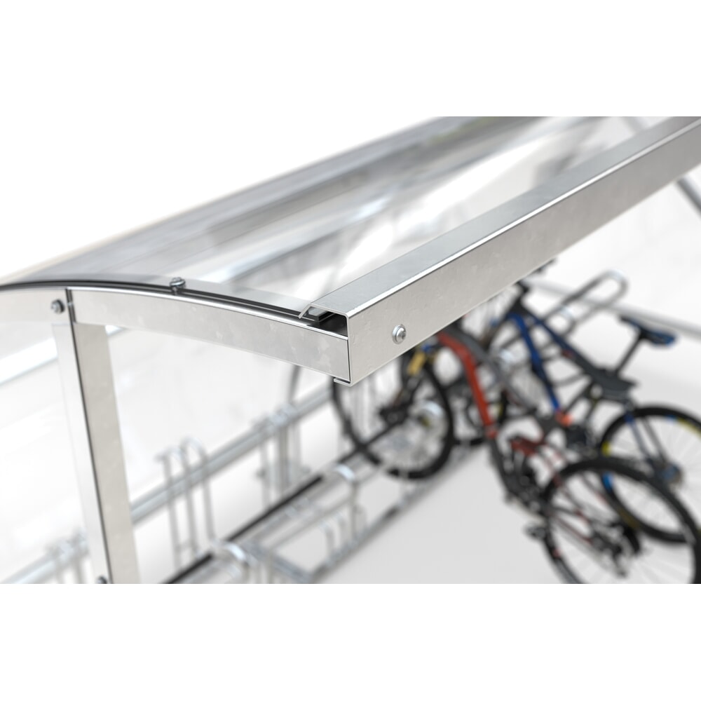 Immagine del prodotto n. 2: Tettoia wsm® BAMBERG in design ad arco tondo, larghezza 16.450 mm, zincata
