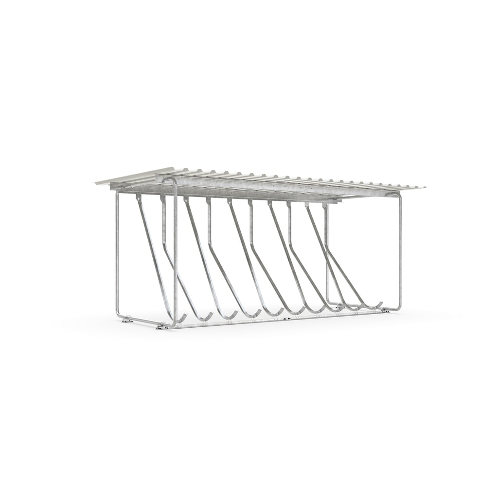 Tettoia wsm® SIEGEN, con parcheggi inclinati, zincata a caldo, 1 lato, 10 posti Immagine del prodotto: Tettoia wsm® SIEGEN, con parcheggi inclinati, zincata a caldo, 1 lato, 10 posti